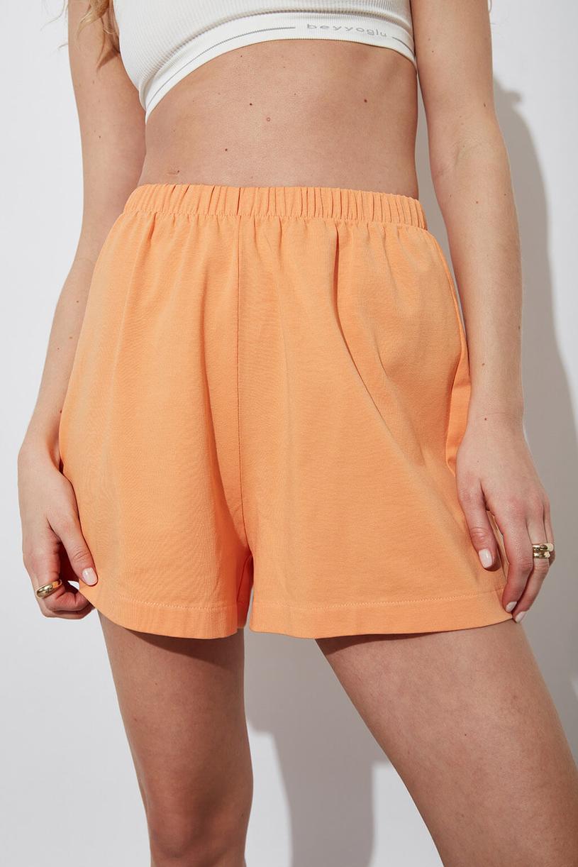 Orange Knitting Mini Short