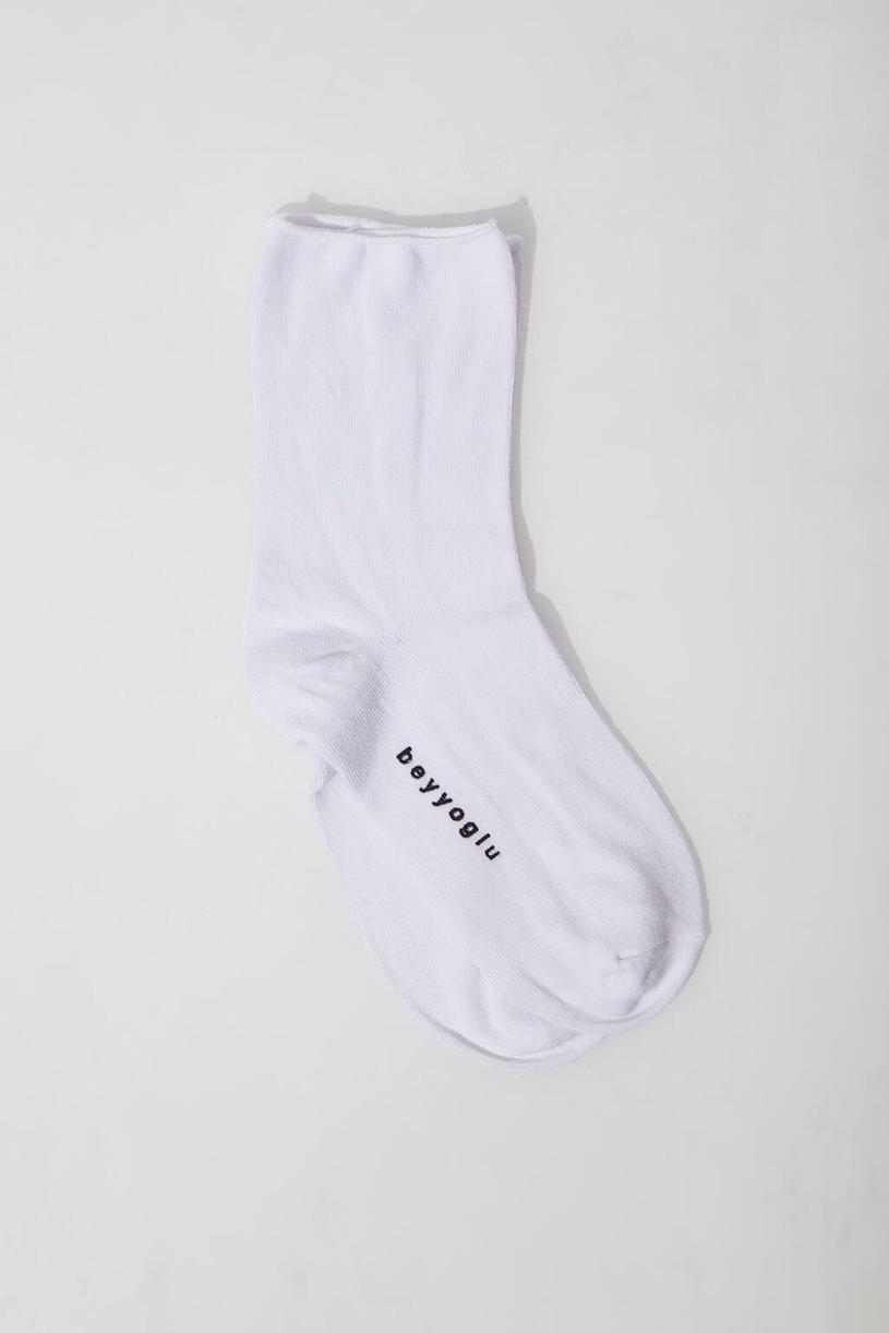 Beyaz Baskılı Çorap