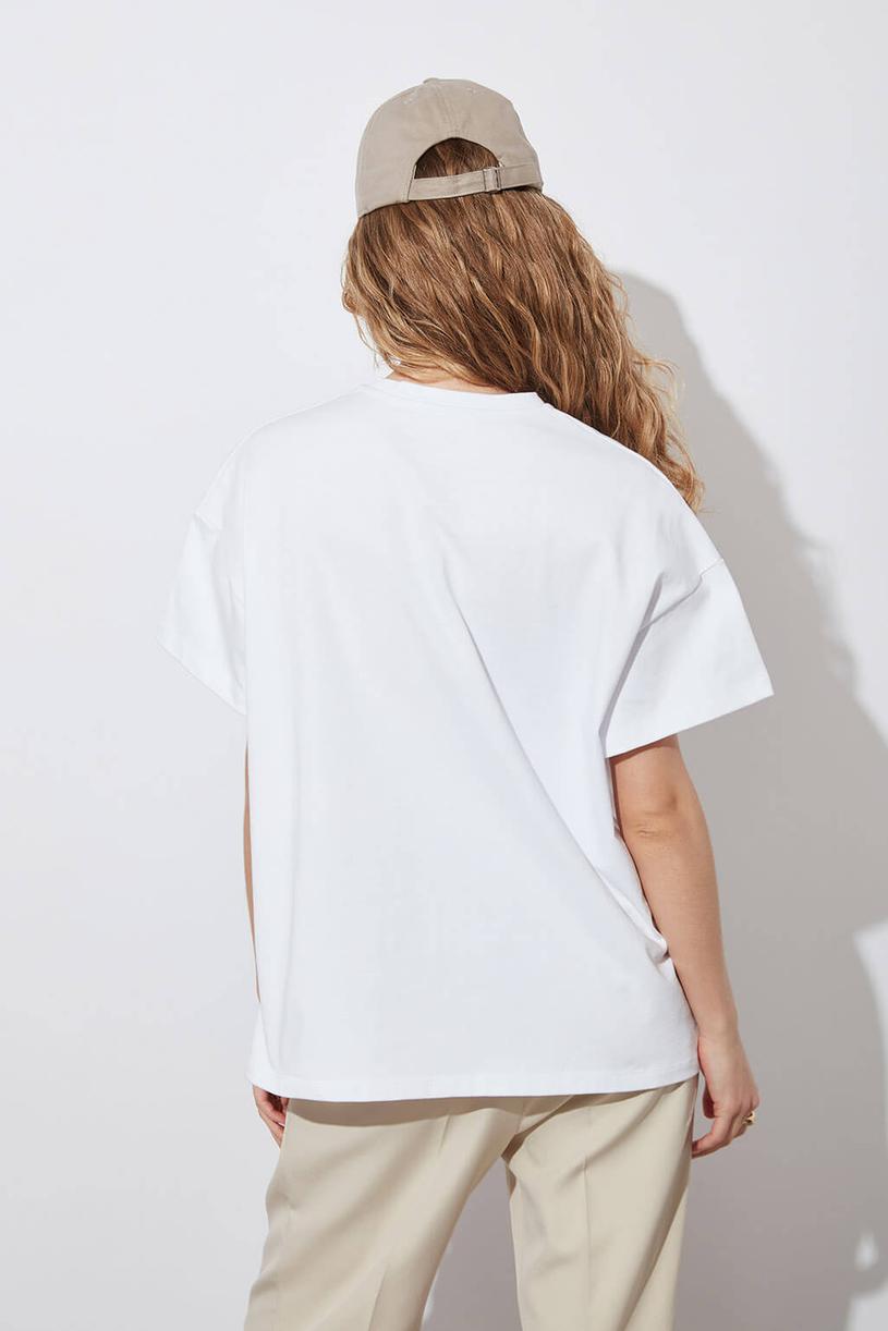 Beyaz Oversize Kompakt Tshirt
