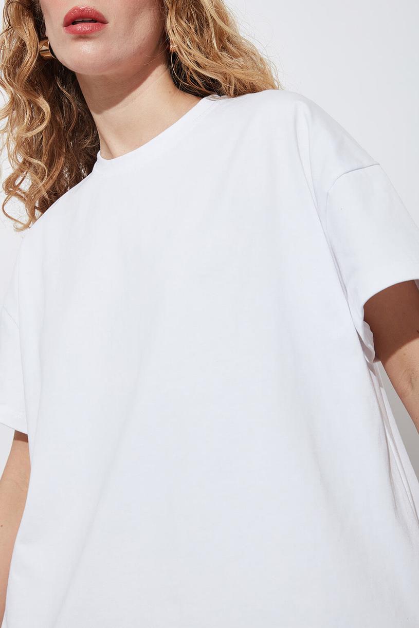 Beyaz Oversize Kompakt Tshirt
