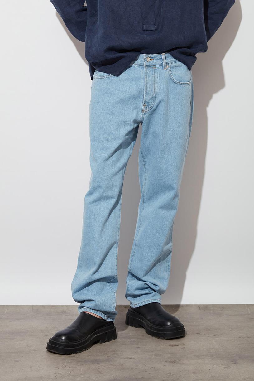 Açık Mavi Orta Bel Loose Jean
