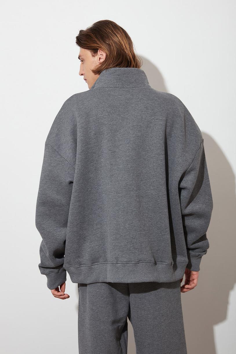 Anthracite High Neck Oversize Sweatshirt