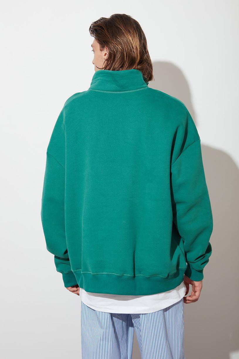 Ördek Yeşili High Neck Oversize Sweatshirt