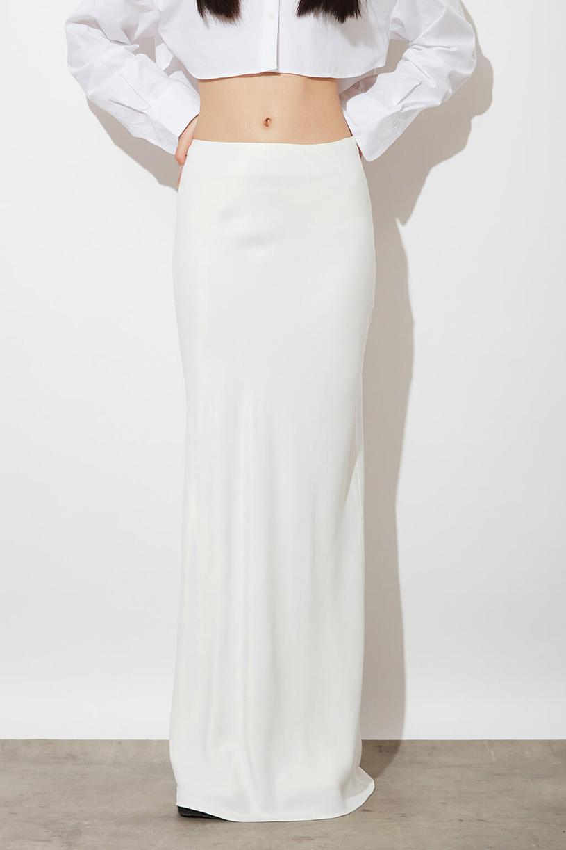White Sateen Maxi Skirt