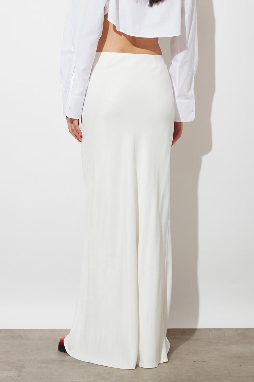 White Sateen Maxi Skirt