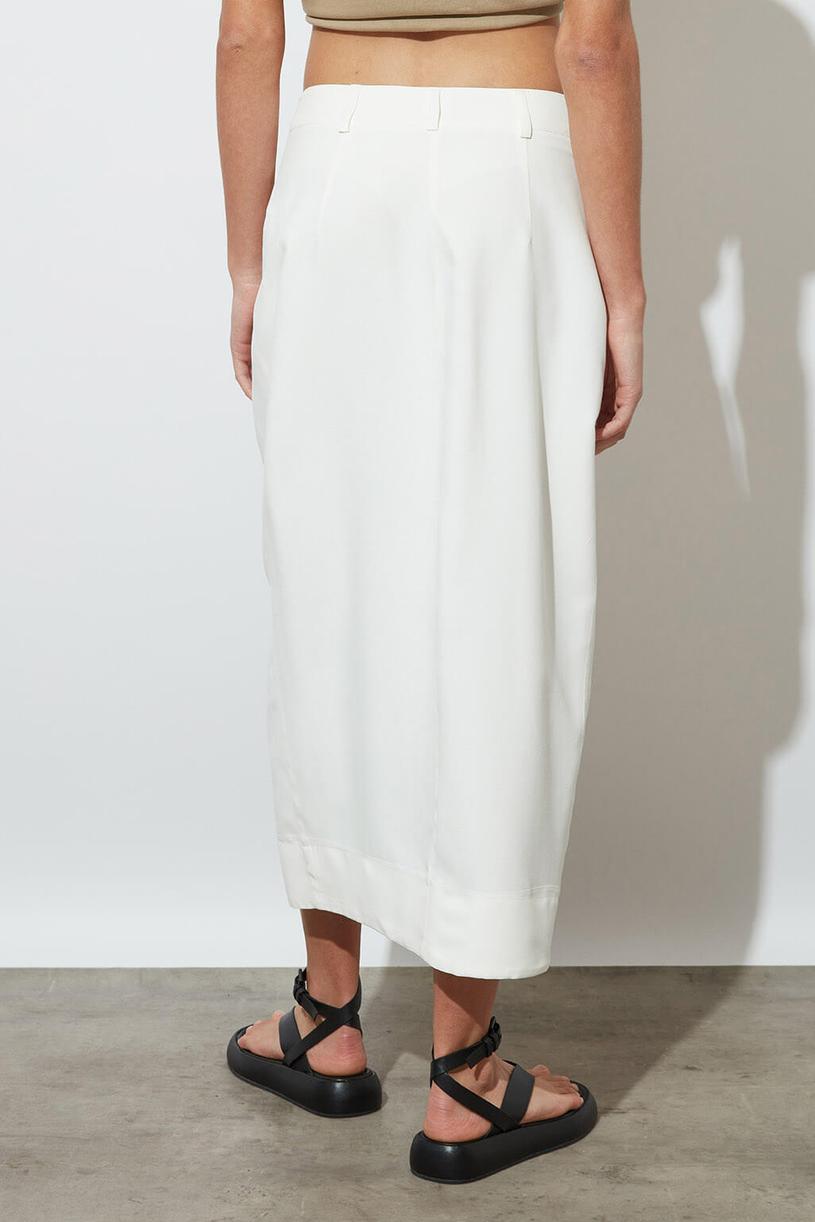 White Buttoned Midi Skirt