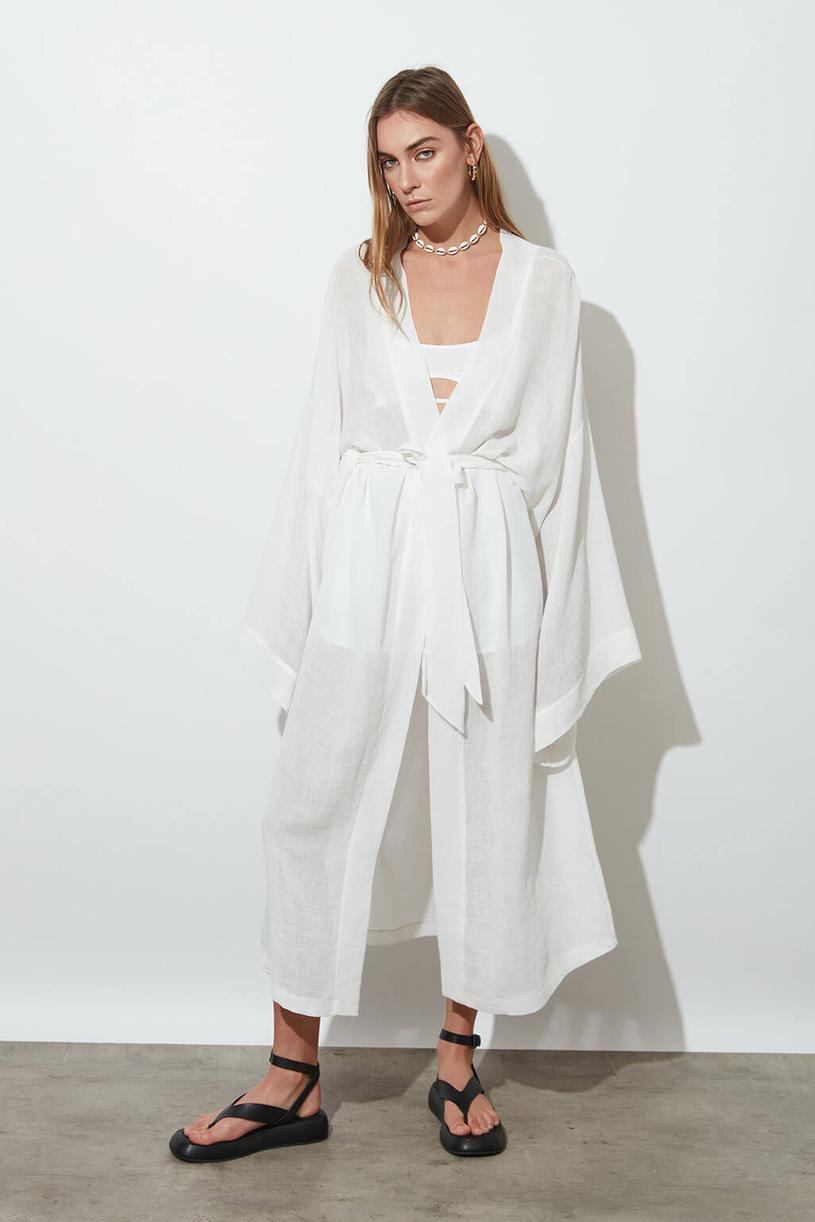 White Long Kimono