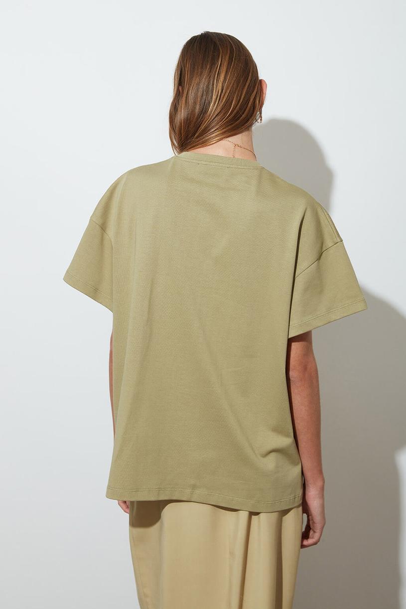 Çağla Yeşili Oversize Kompakt Tshirt