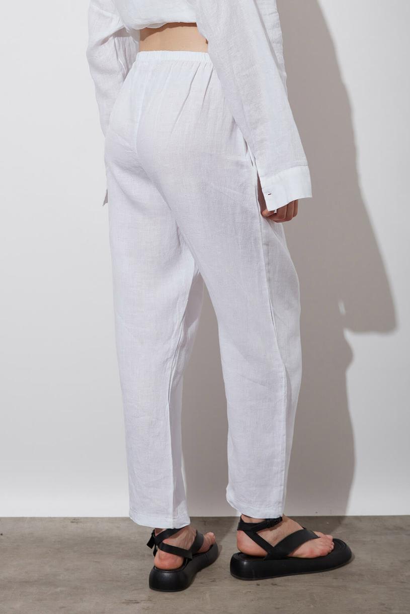 White %100 Linen Baggy Pants