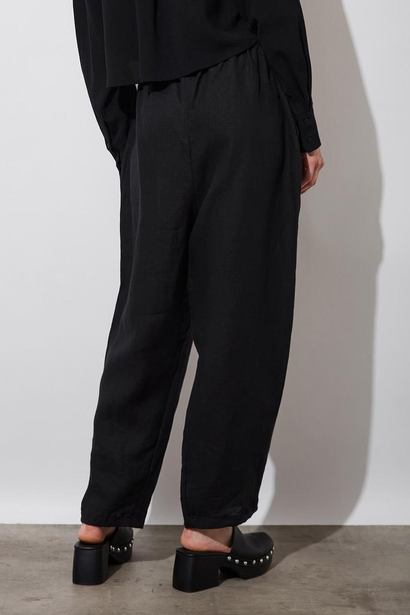 Black %100 Linen Baggy Pants