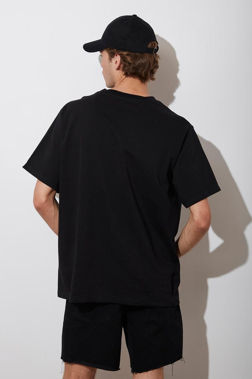 Black Printed Oversize Compakt Tshirt
