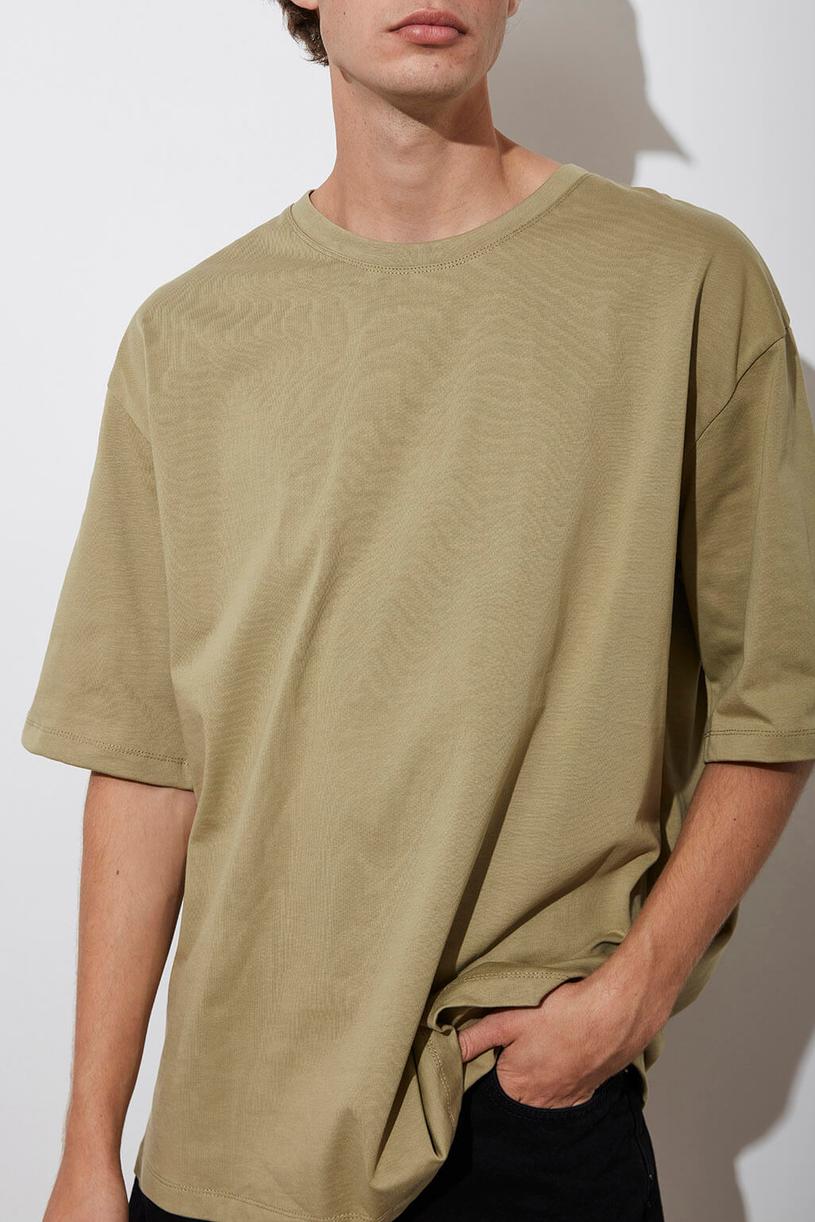 Cagla Green Oversize Kompakt Tshirt