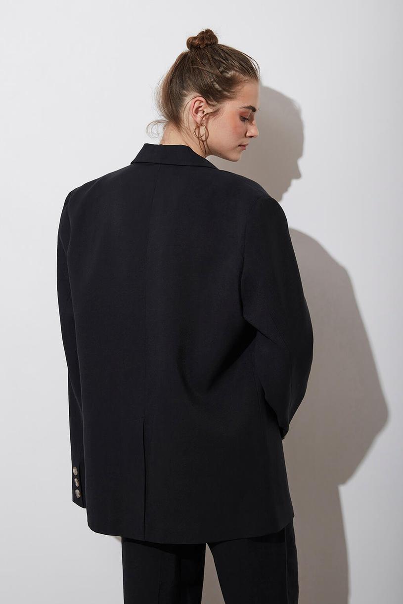 Black Modal Mix Oversize Jacket