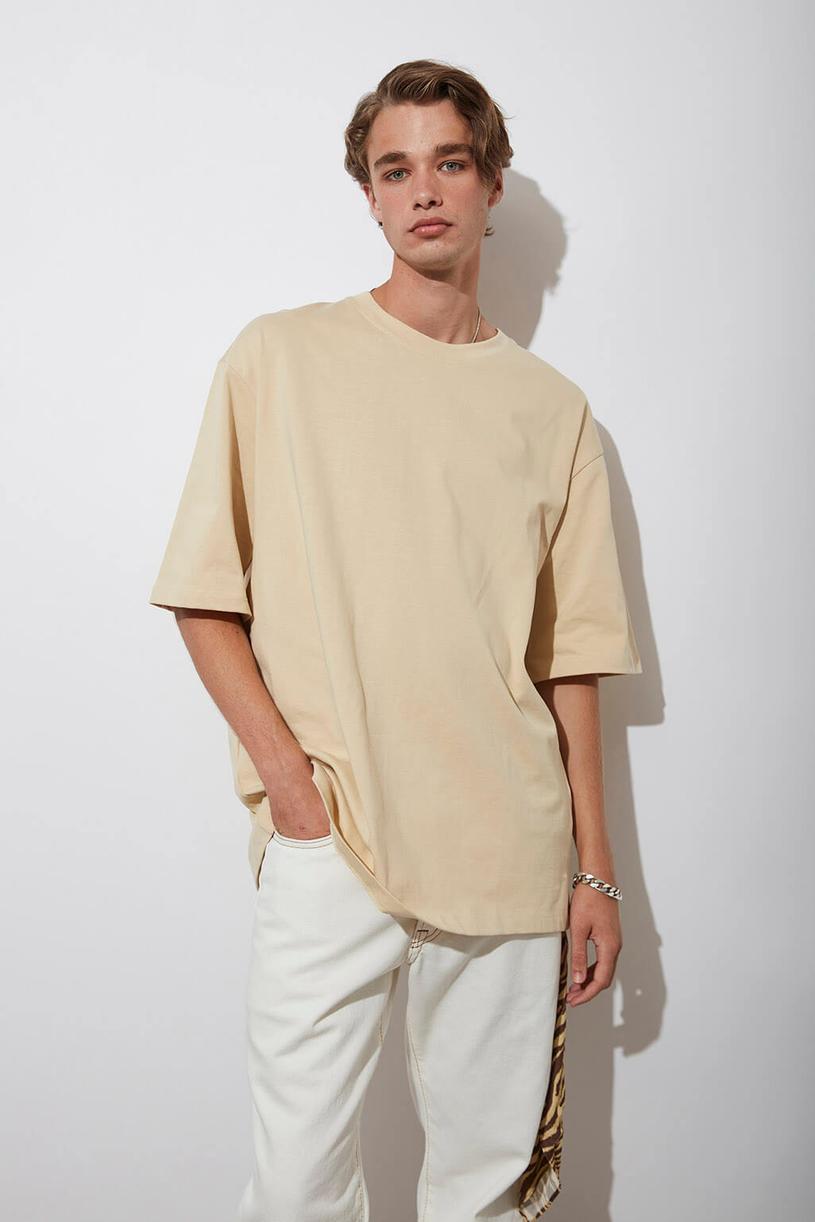 Cream Oversize Kompakt Tshirt