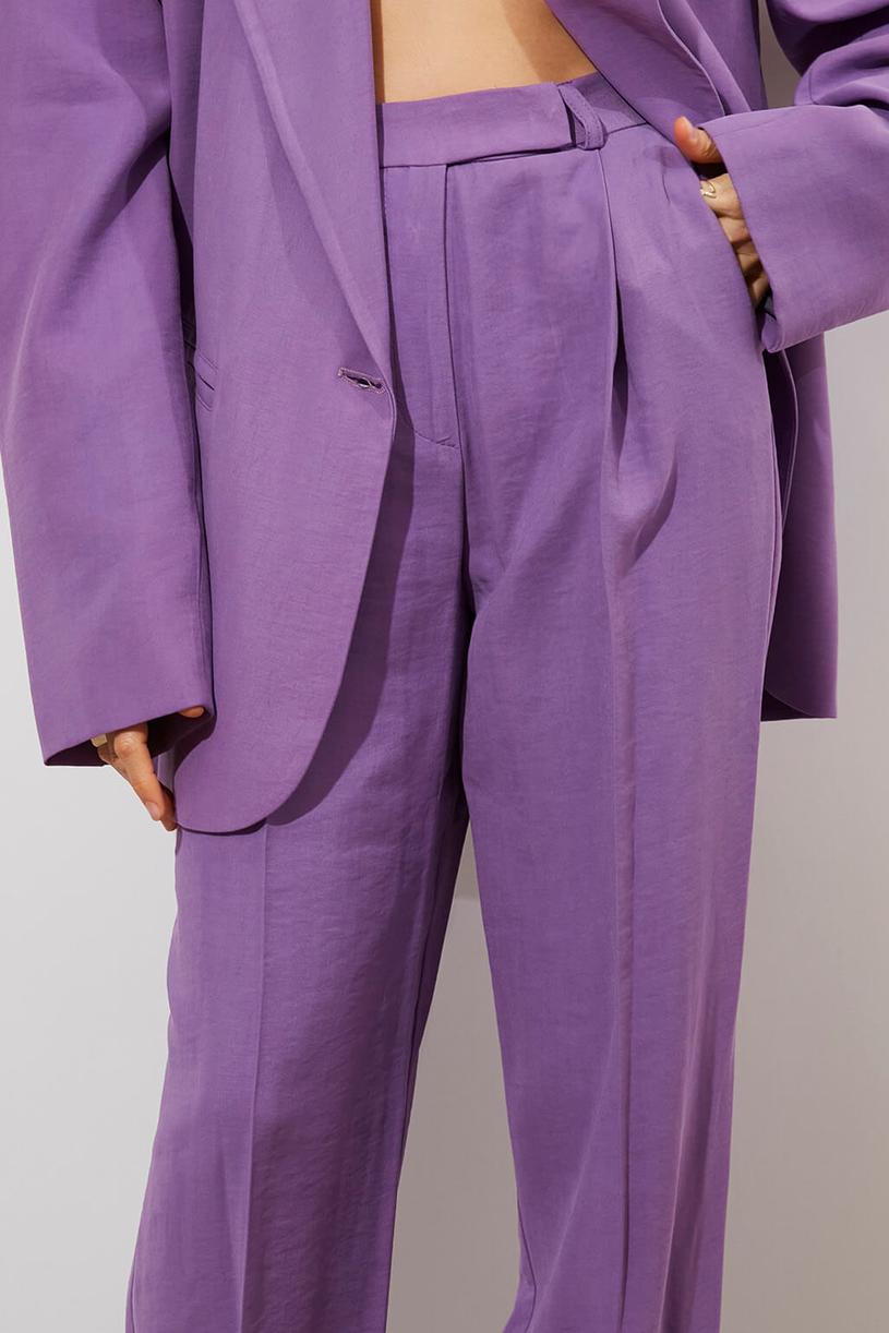 Purple Modal Mix Pleated Pants