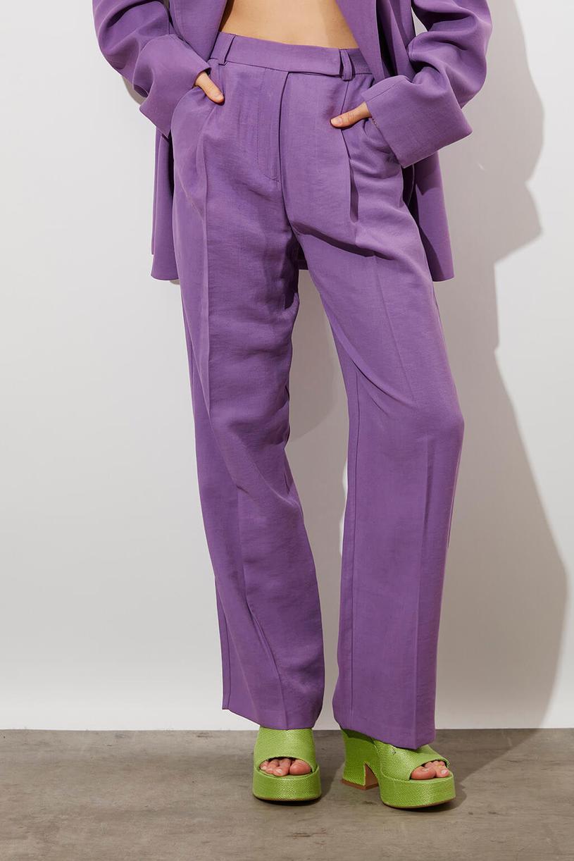 Purple Modal Mix Pleated Pants