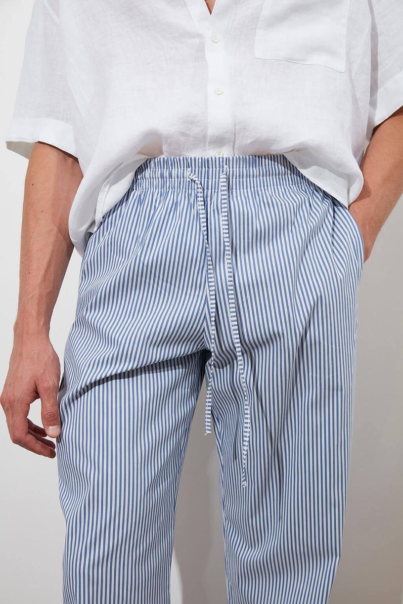 Blue White Stripped Popline Pants