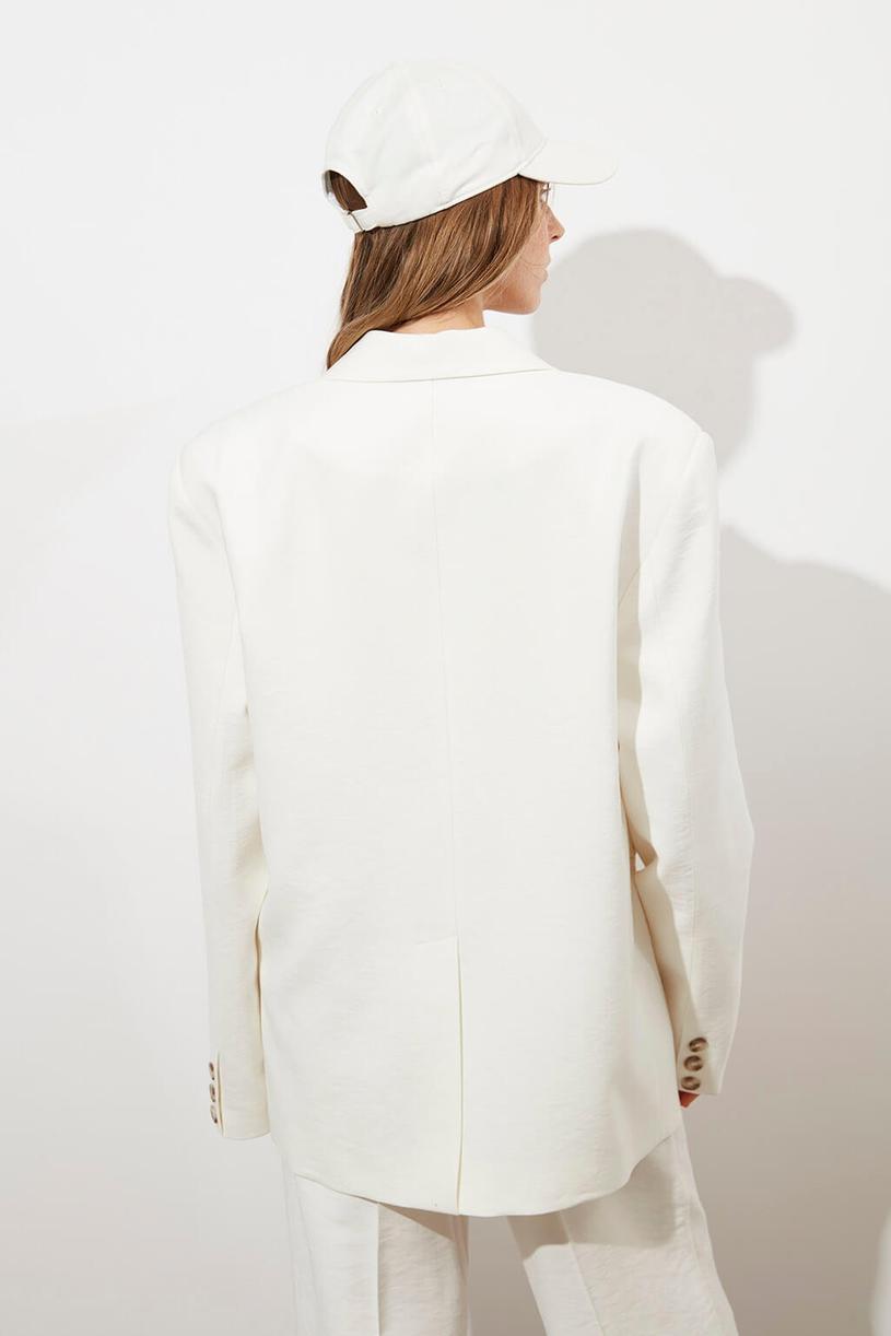 White Modal Mix Oversize Jacket