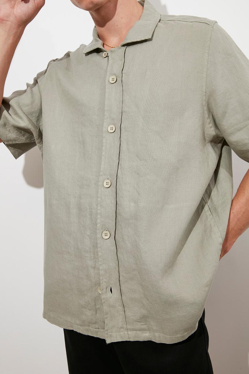 Mink Short Sleeve %100 Linen Shirt