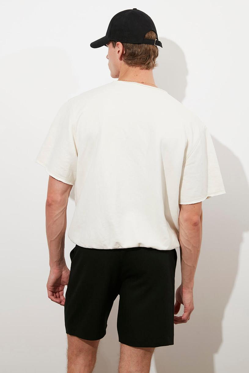 White Printed Short Sleeve Sweatshirt