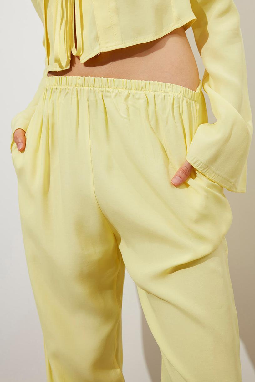 Yellow Tencel Baggy Pants
