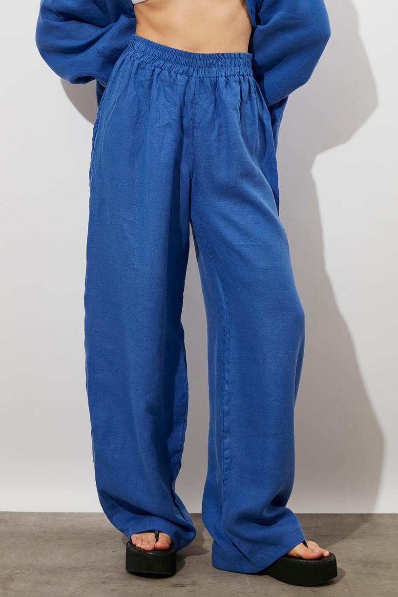 Sax Elastic %100 Linen Pants