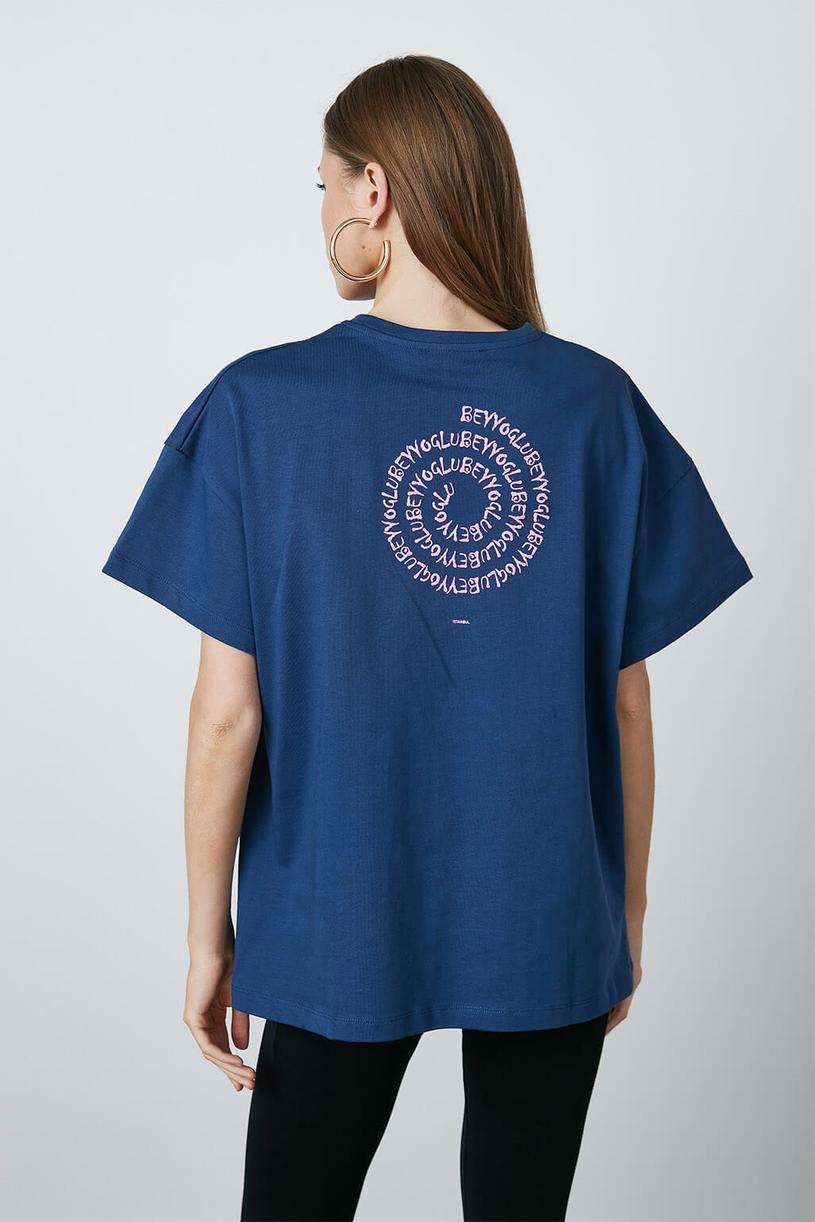 Navy Blue Printed Compakt Tshirt