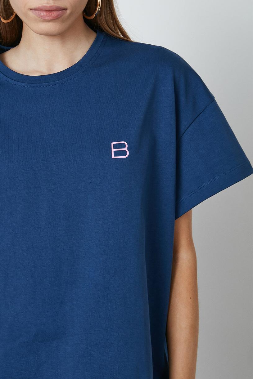 Navy Blue Printed Compakt Tshirt