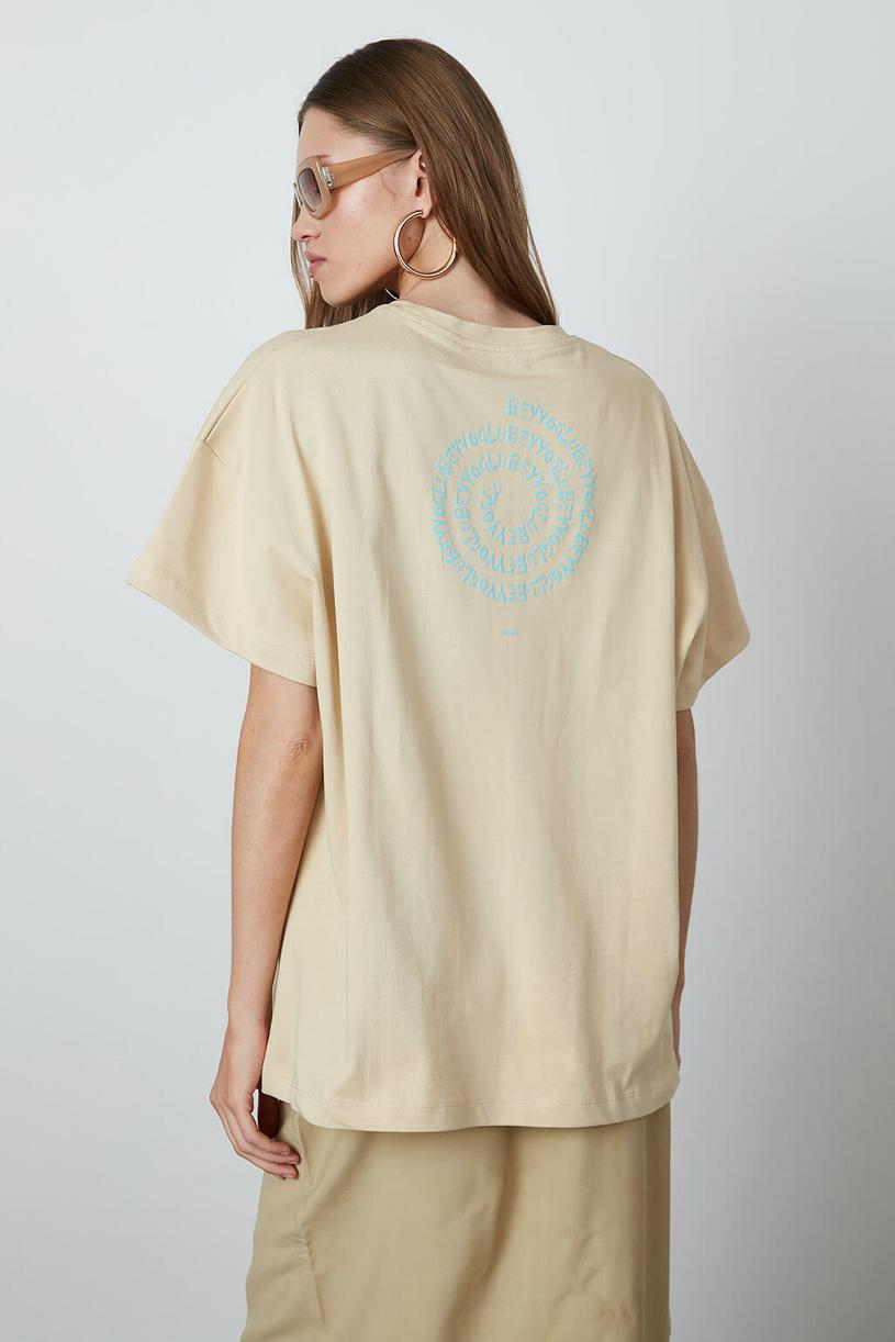 Cream Printed Compakt Tshirt