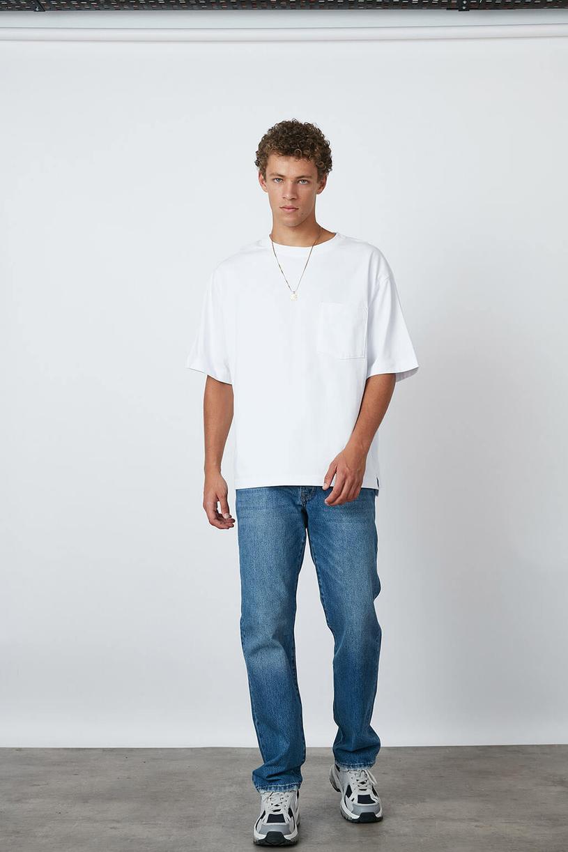 White Compakt Tshirt With Pocket