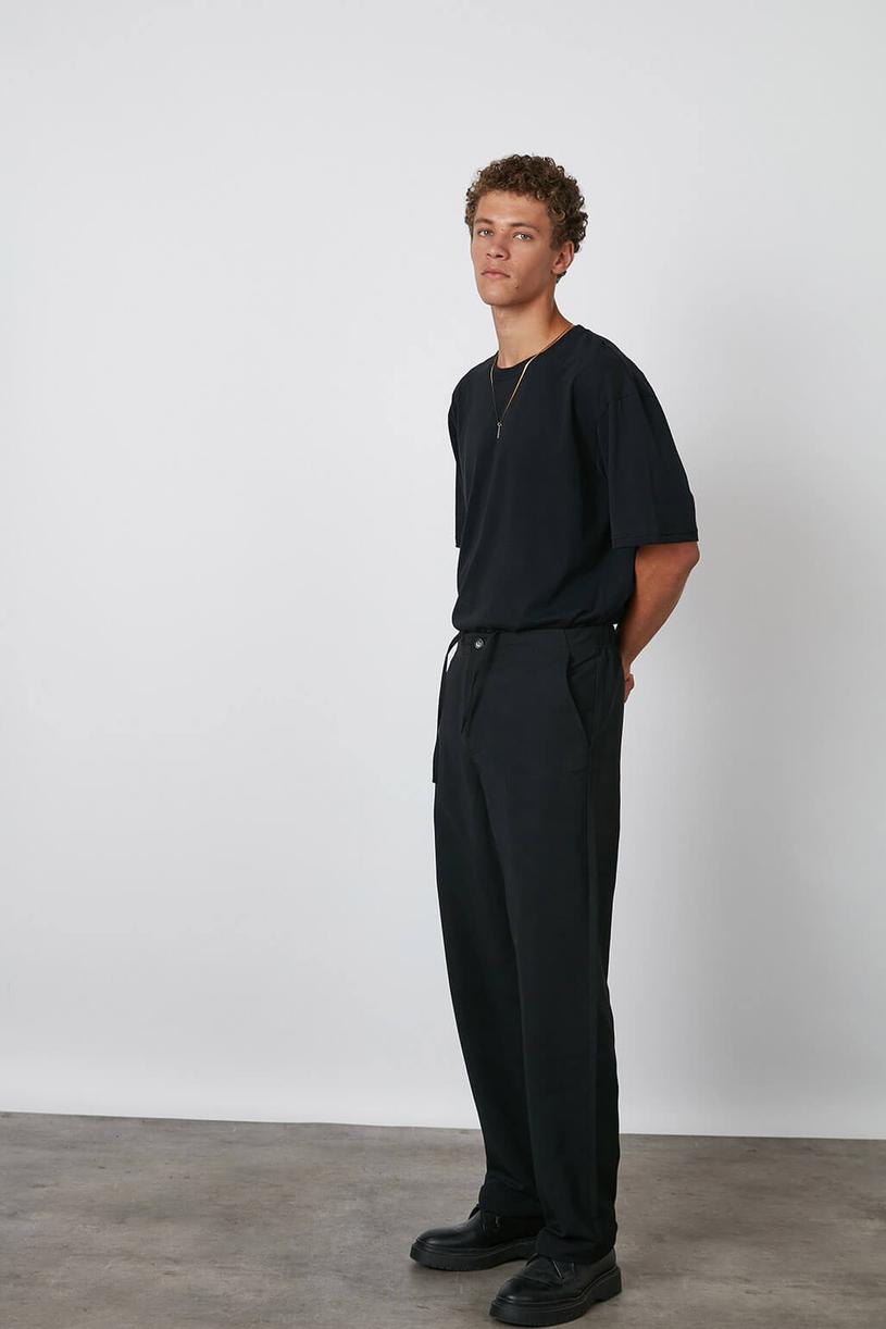 Black Relaxed Slim Fit Pants