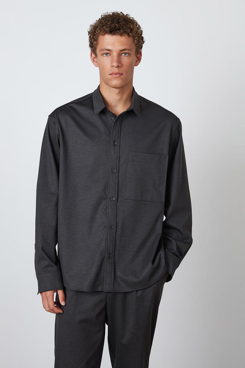 Grey Oversize Shirt With Pocket