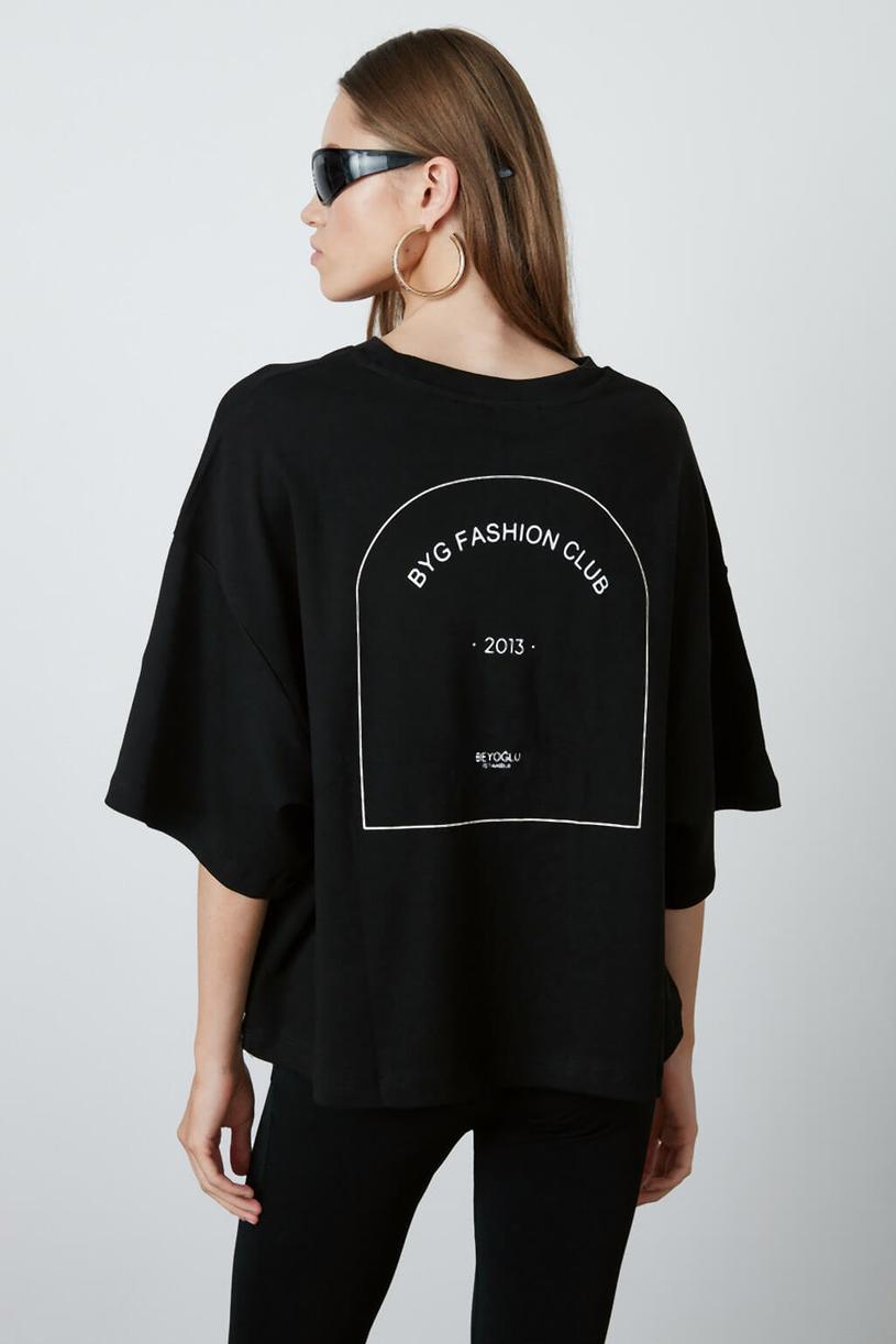 Black Printed Oversize Tshirt