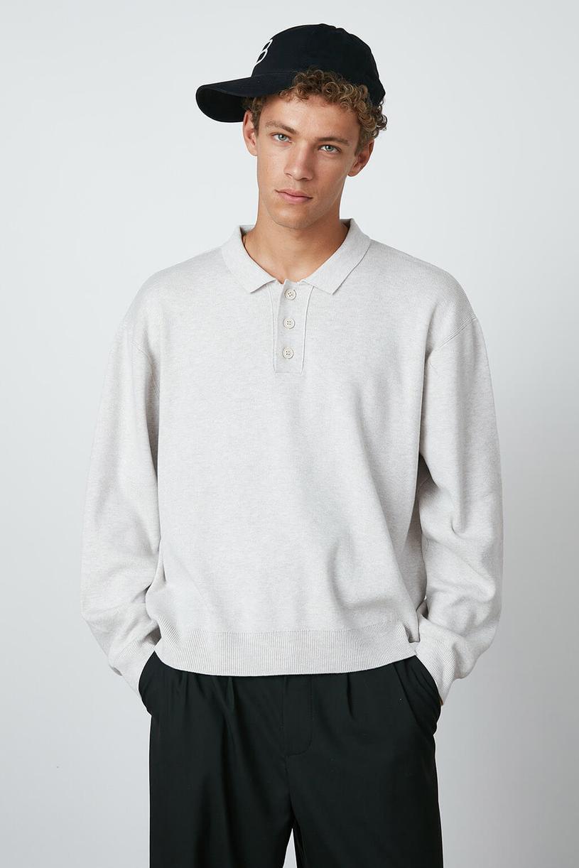 Stone Color Polo Neck Oversize Sweather