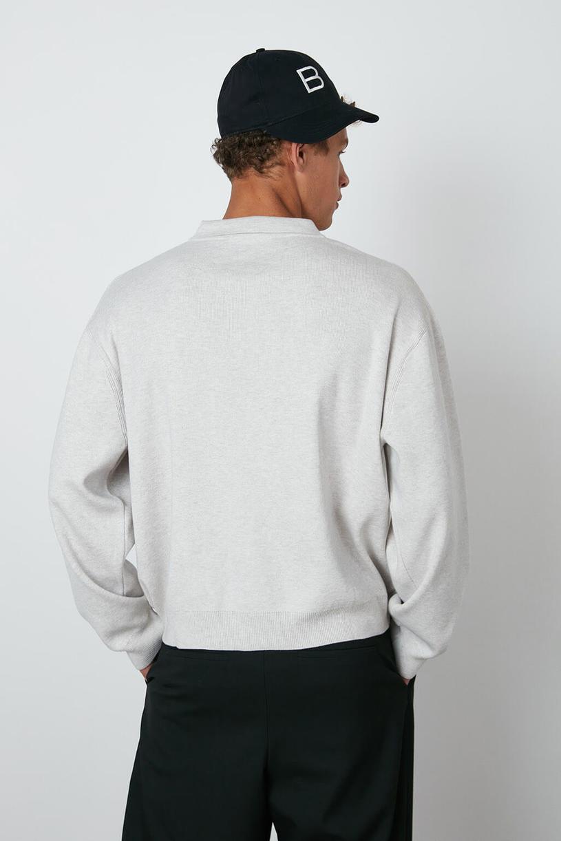 Stone Color Polo Neck Oversize Sweather