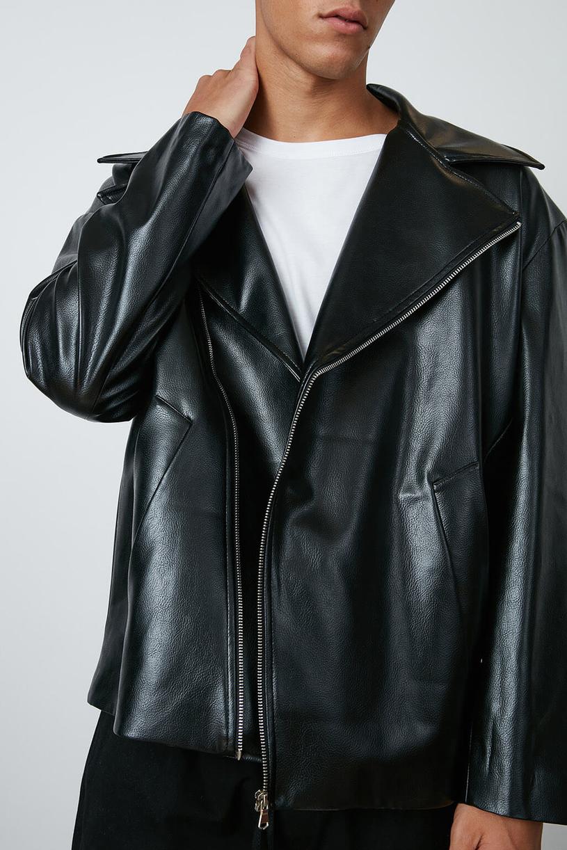 Oversize Leather Jacket | www.beyyoglu.com