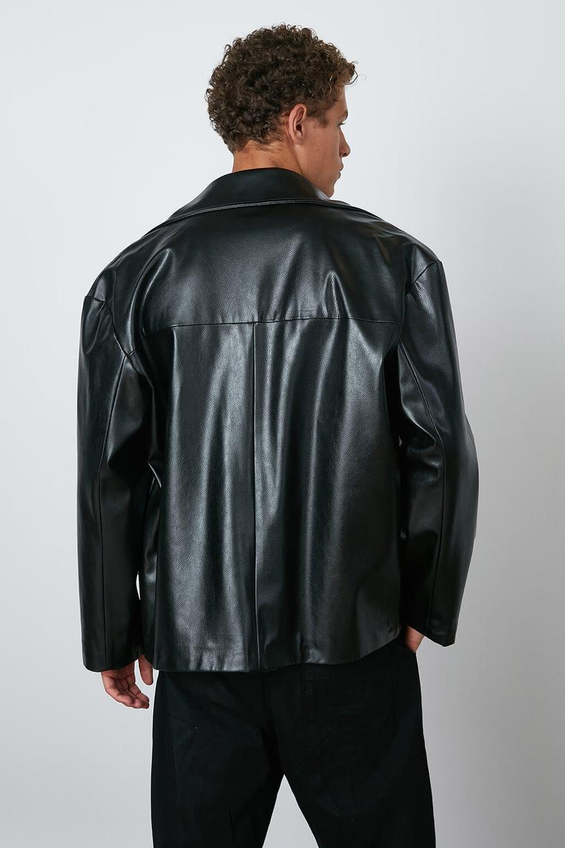 Black Oversize Leather Jacket