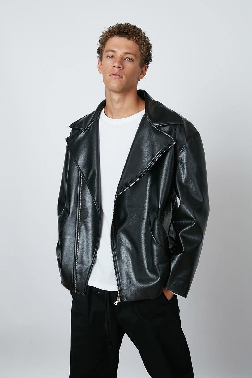 Black Oversize Leather Jacket