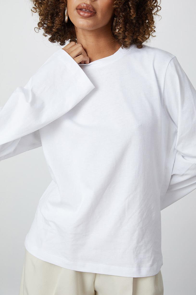 White Long Sleeve Basic Tshirt