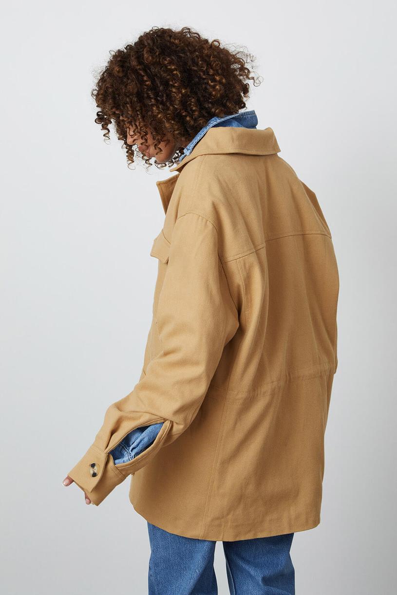 Camel Pocket Detailed Gabardine Jacket