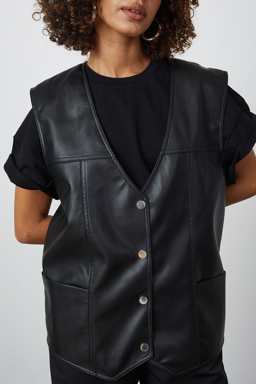 Black Leather Waistcoat