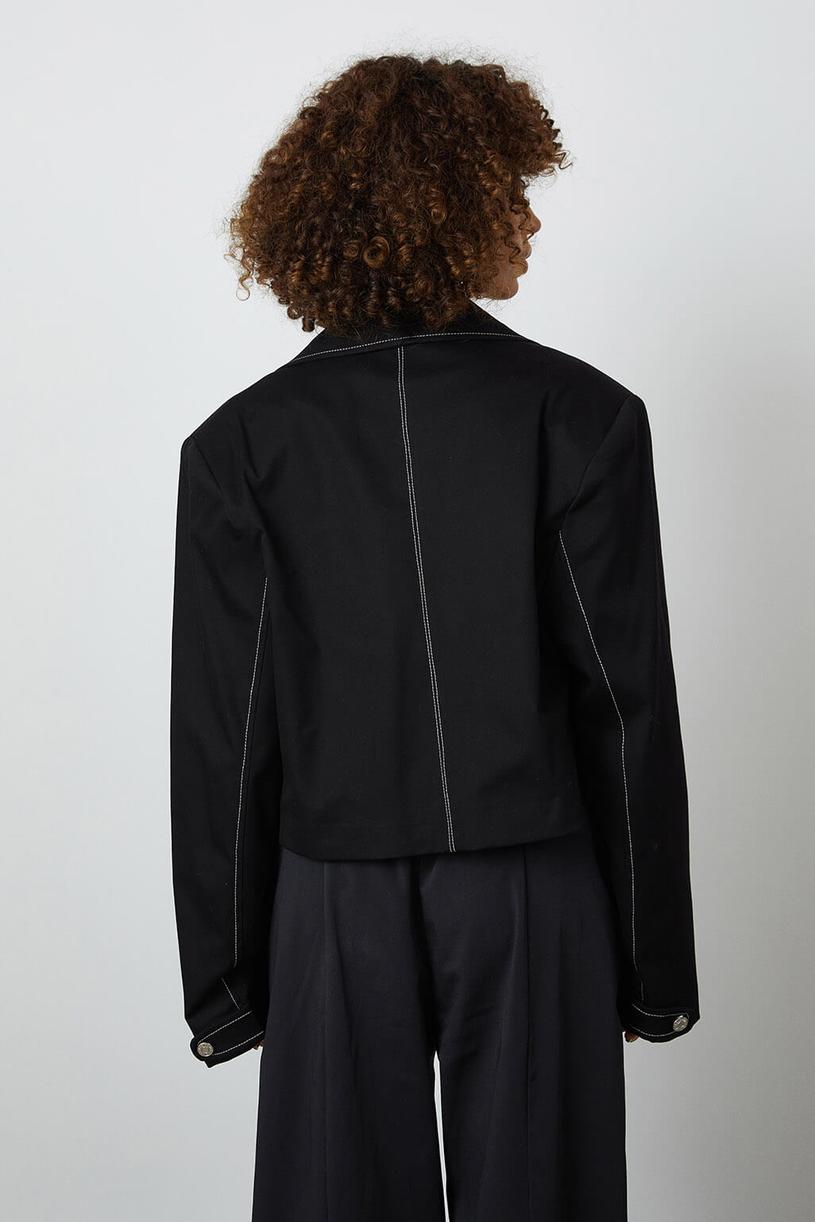 Black Crop Gabardine Jacket
