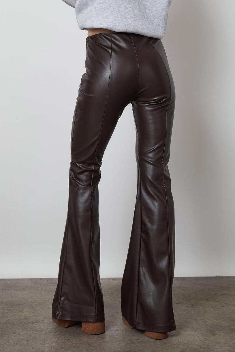 Bitter coffee Leather Flare Pants