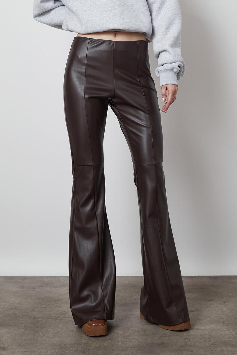 Bitter coffee Leather Flare Pants