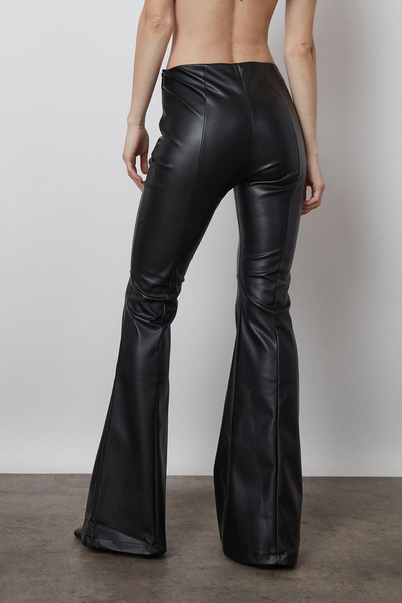 Black Leather Flare Pants