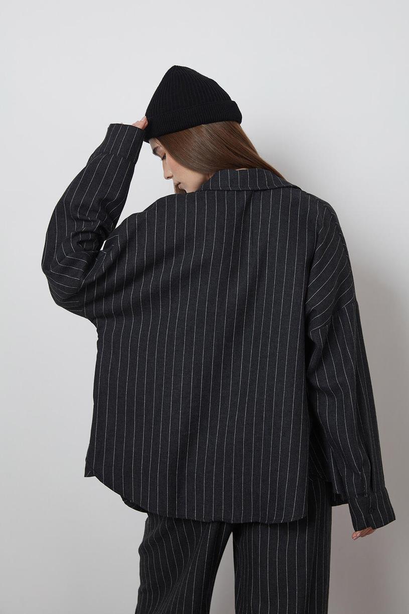 Anthracite Oversize Stripped Shirt