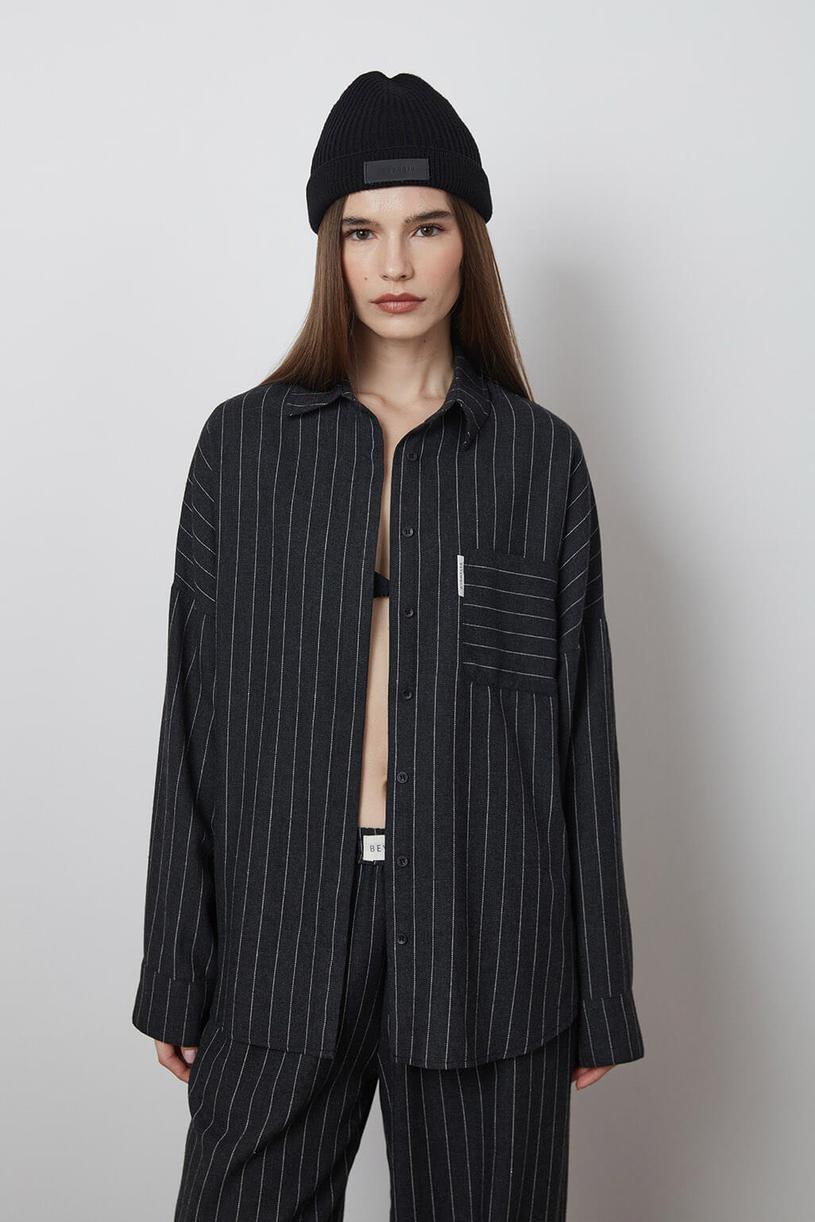Anthracite Oversize Stripped Shirt