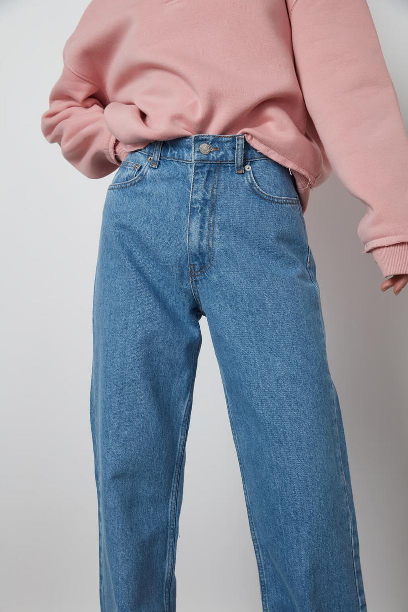 Mavi Yüksek Bel Straight Fit Jean