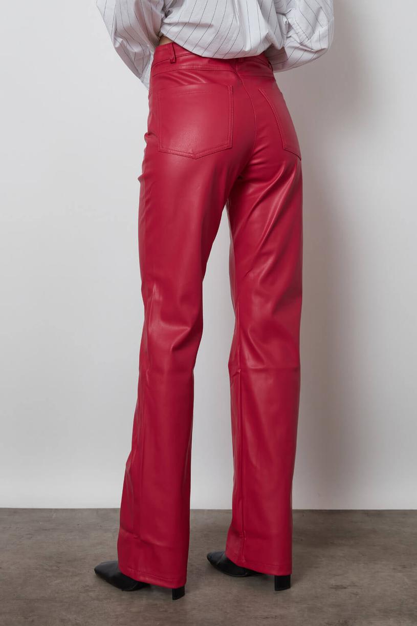 Pink Straight Leather Pants