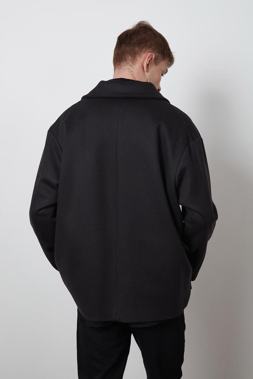 Black Pocketed Wool Mix Cachet Coat